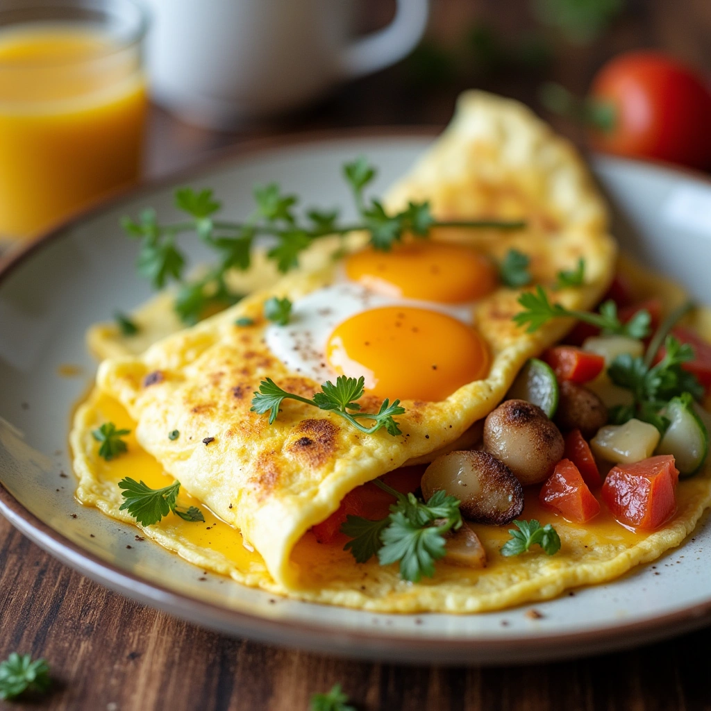 Omelett Rezept – Leckeres, zartes Omelett mit frischen Kräutern und Gemüse für ein gesundes Frühstück