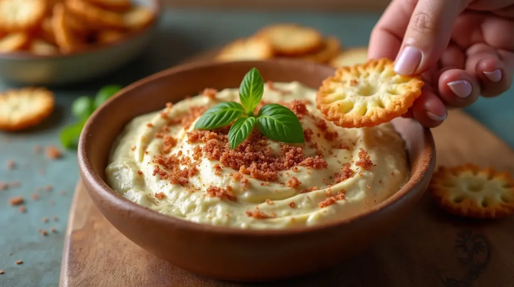 Leckerer Datteldip aus Medjool-Datteln und Gewürzen – perfekt für einen schnellen Snack oder als Beilage zu einem Mittagessen.
