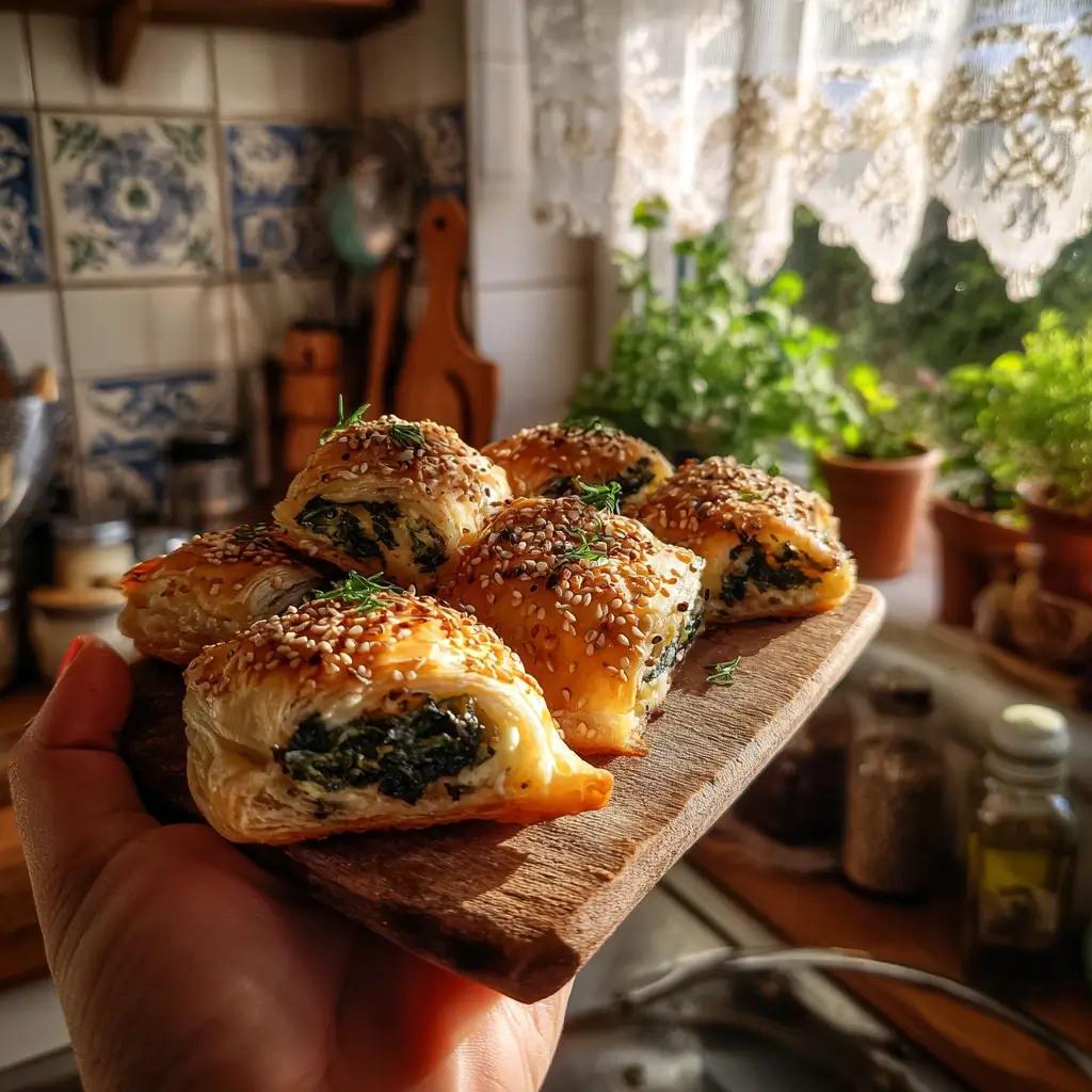 Blätterteig Rezepte mit Feta und Spinat in Schneckenform, frisch gebacken