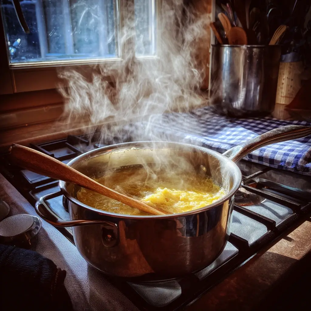 Eierlikör Rezept – Die Eiermasse wird mit einem Schneebesen cremig gerührt
