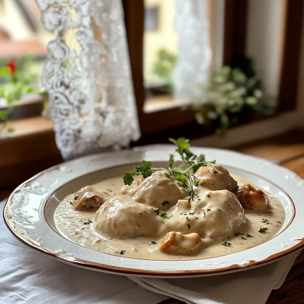 Goldene Eierschwammerl braten in Butter mit Zwiebeln in einer Pfanne.
