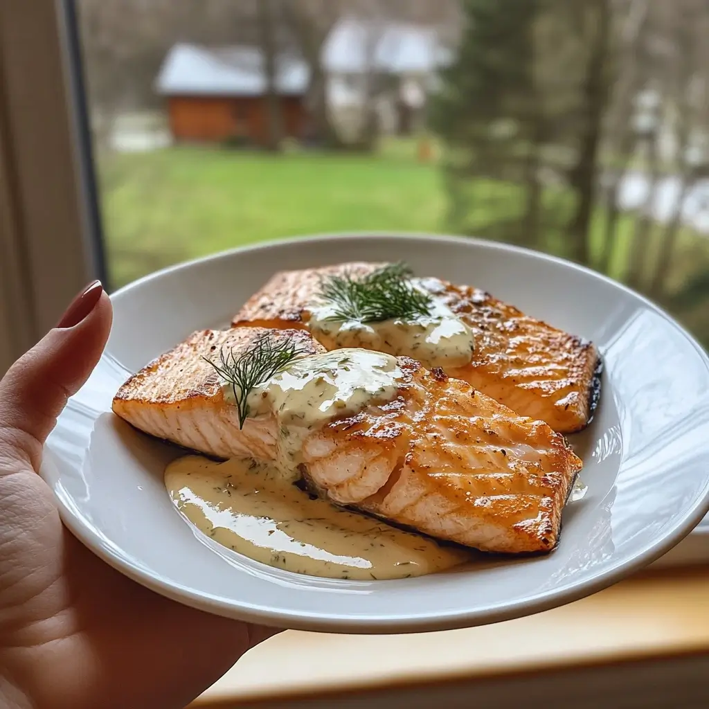 Gegrilltes Lachssteak mit Kräutern und Zitronenscheiben auf Grillteller