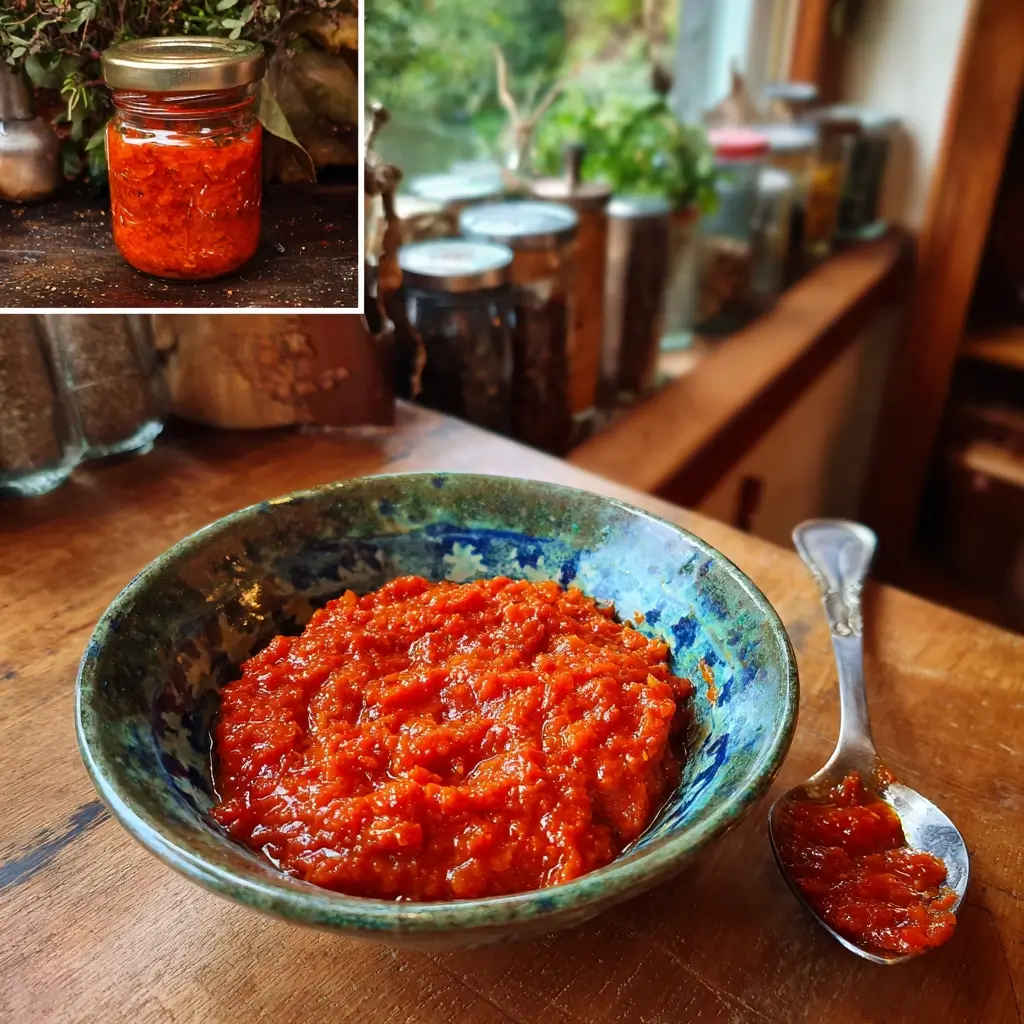 Ajvar-Sauce für Cevapcici Rezept in kleiner Schale angerichtet