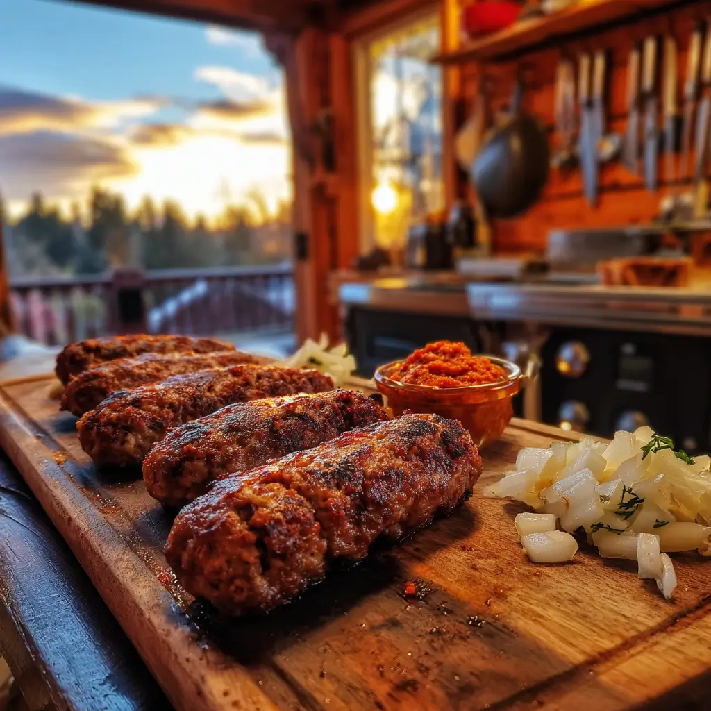 Cevapcici Rezept auf vegetarischem Teller mit Salat und Couscous