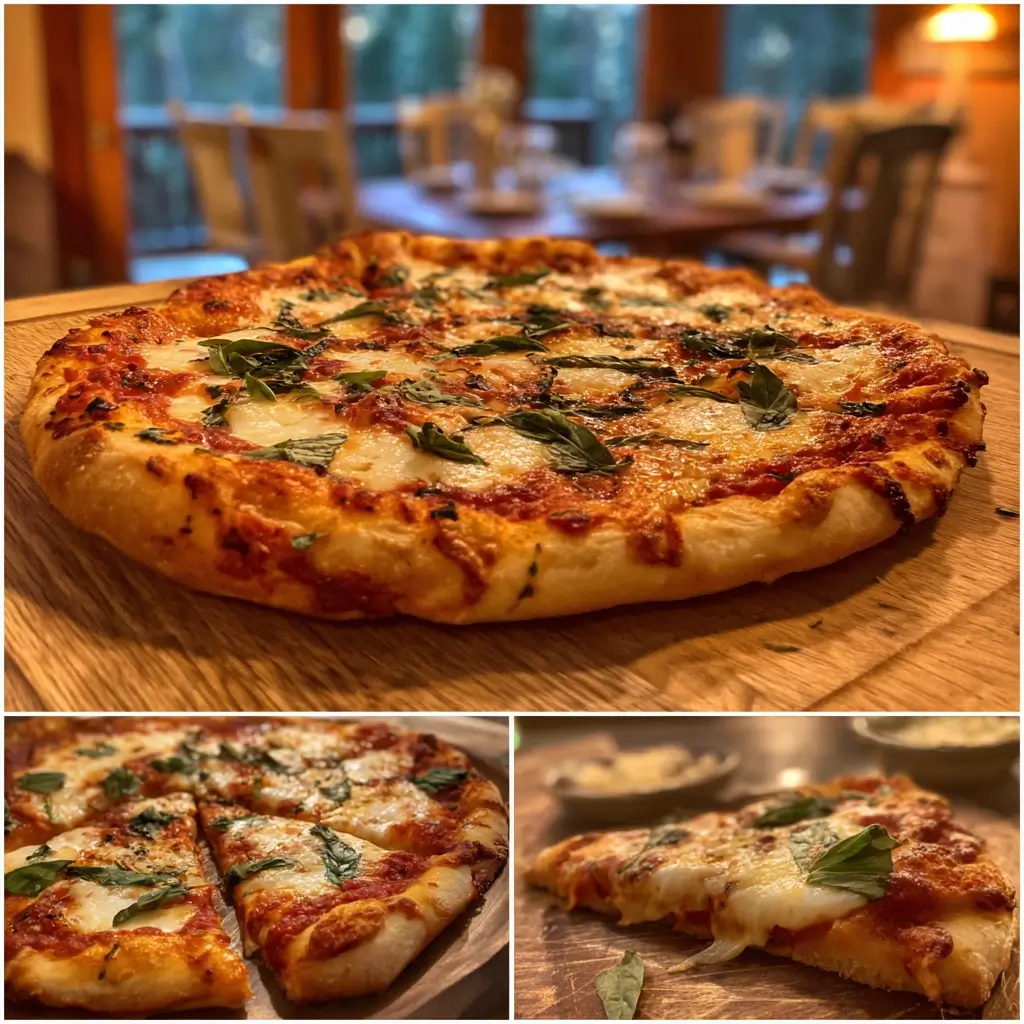 Frisch gebackene Pizza Margherita in Stücke geschnitten, serviert nach traditionellem pizza rezept.