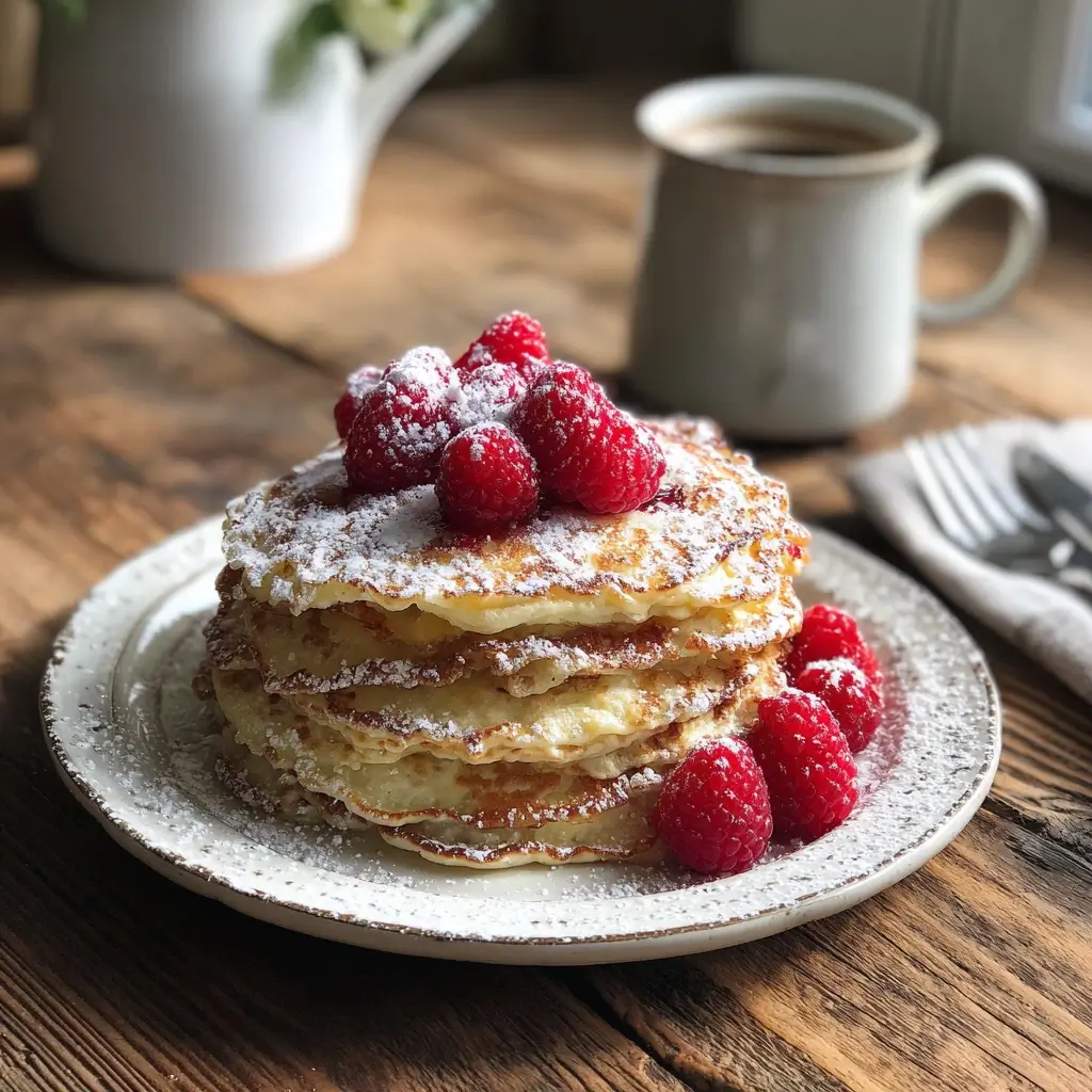 Goldene Pfannkuchen auf einem Teller für pfannkuchen rezept ohne ei mit Ahornsirup
