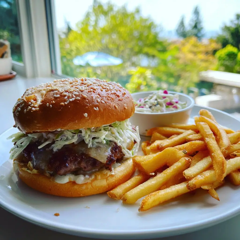 Saftiger Homemade Burger mit Käse und frischem Gemüse – burger rezept für echten Genuss zu Hause.