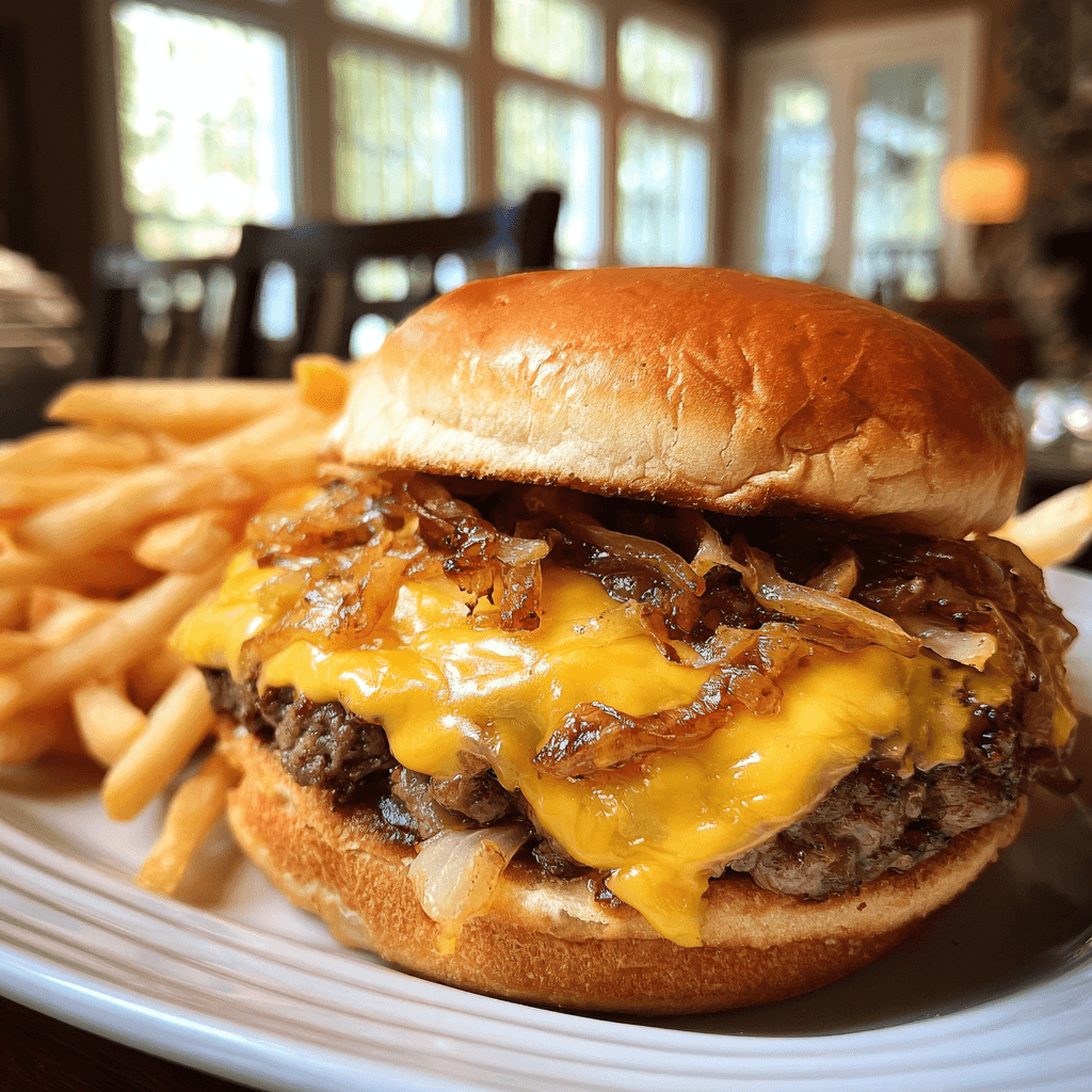 Smash Burger auf Brioche-Bun mit geschmolzenem Cheddar und knusprigem Patty.