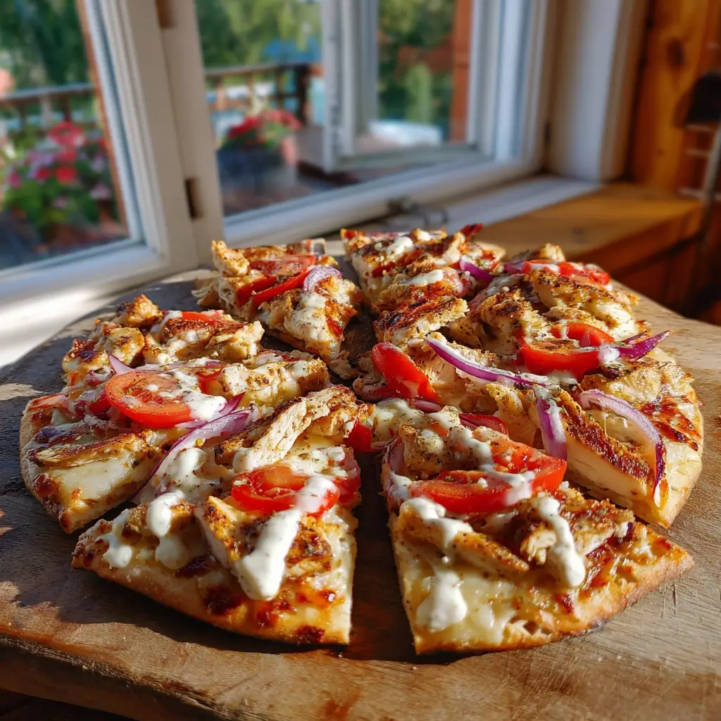 Vegetarische döner pizza mit Falafel, Feta, Gurken und Tomaten