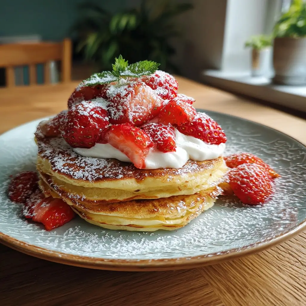 Goldbraune Pfannkuchen gestapelt mit Ahornsirup und Butter – rezept pfannkuchen für extra fluffige Teige