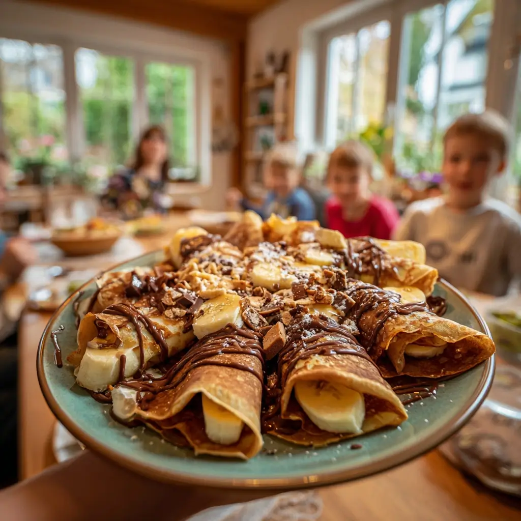 Familie genießt gemeinsam frisch zubereitete Pfannkuchen – rezept pfannkuchen für jeden Tag