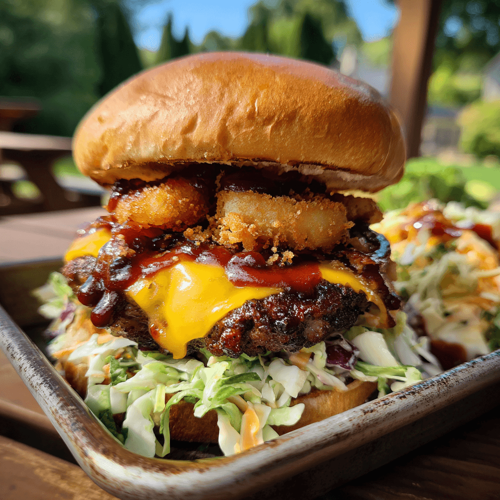 Vegetarischer Smash Burger mit Gemüse-Patty, veganem Käse und Süßkartoffelpommes.Vegetarischer Smash Burger mit Gemüse-Patty, veganem Käse und Süßkartoffelpommes.