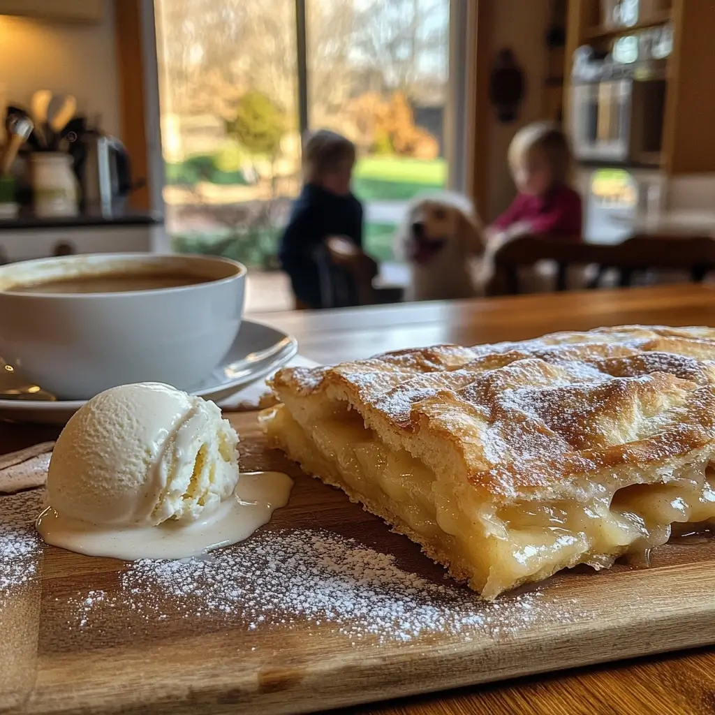 Frisch gebackener Apfelstrudel mit Vanilleeis – Apfelstrudel Rezepte