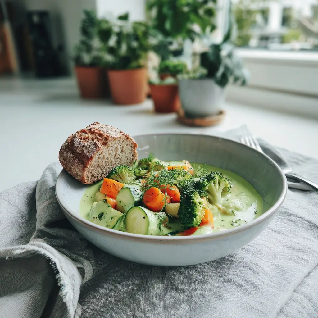 Grüne Soße Rezept als Familienessen auf dem gedeckten Tisch