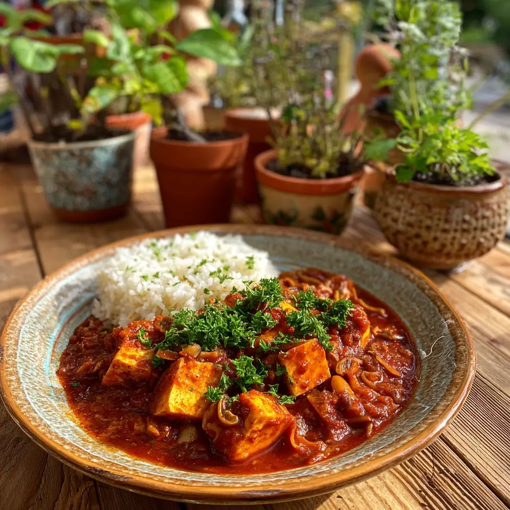 Vegetarisches Rezept Szegediner Gulasch mit Pilzen und Tofu