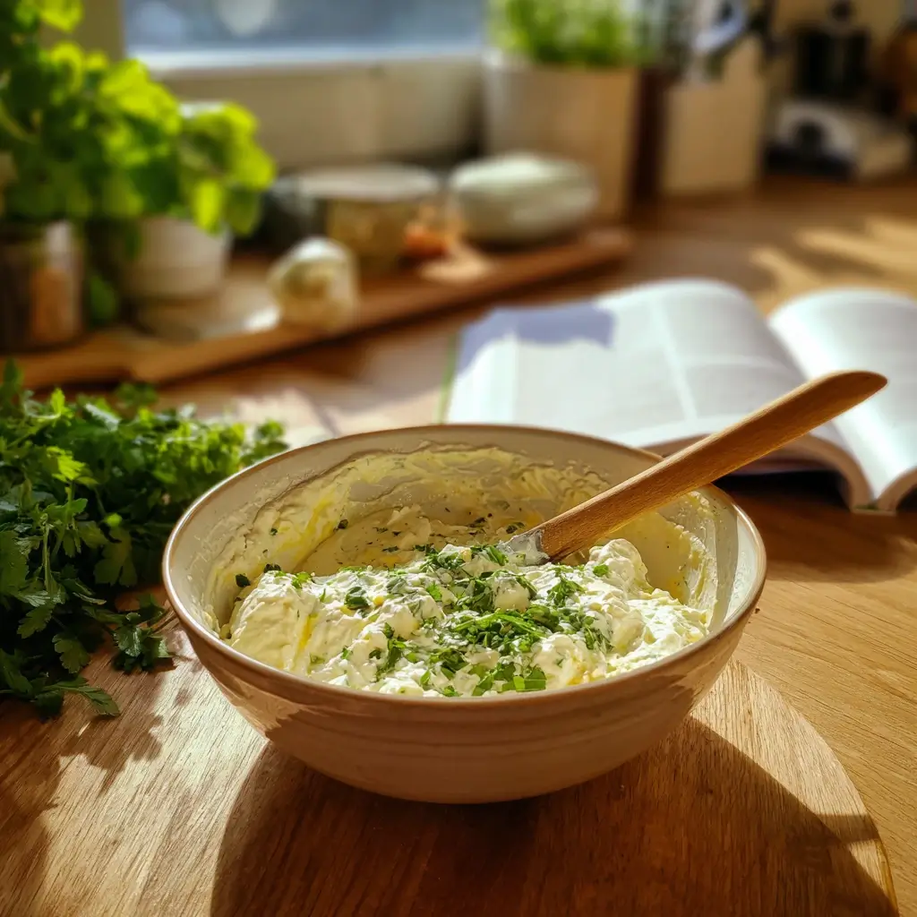 Klassisch serviertes Grüne Soße Rezept mit Kartoffeln und Ei auf weißem Teller.