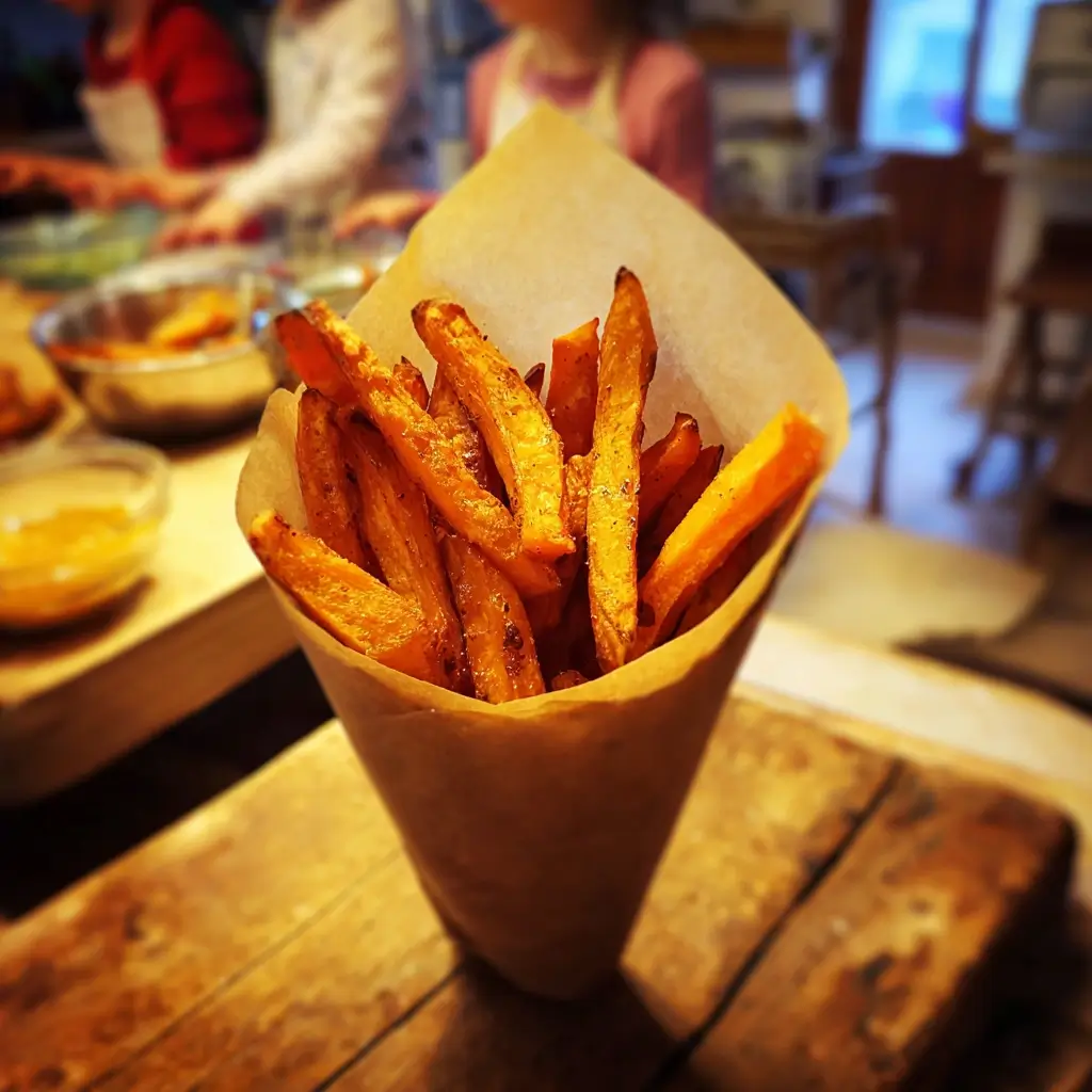 Süßkartoffel Pommes im Papierkegel – knuspriges Snackgericht aus dem Airfryer | Airfryer Rezepte Gemüse