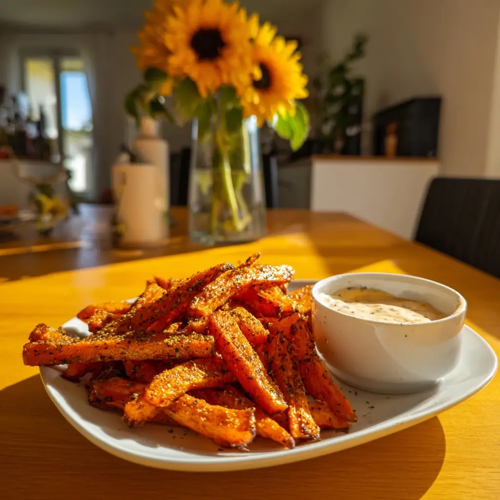 Knusprige Karotten Pommes aus dem Airfryer mit Dip – gesundes Snackgericht | Airfryer Rezepte Gemüse