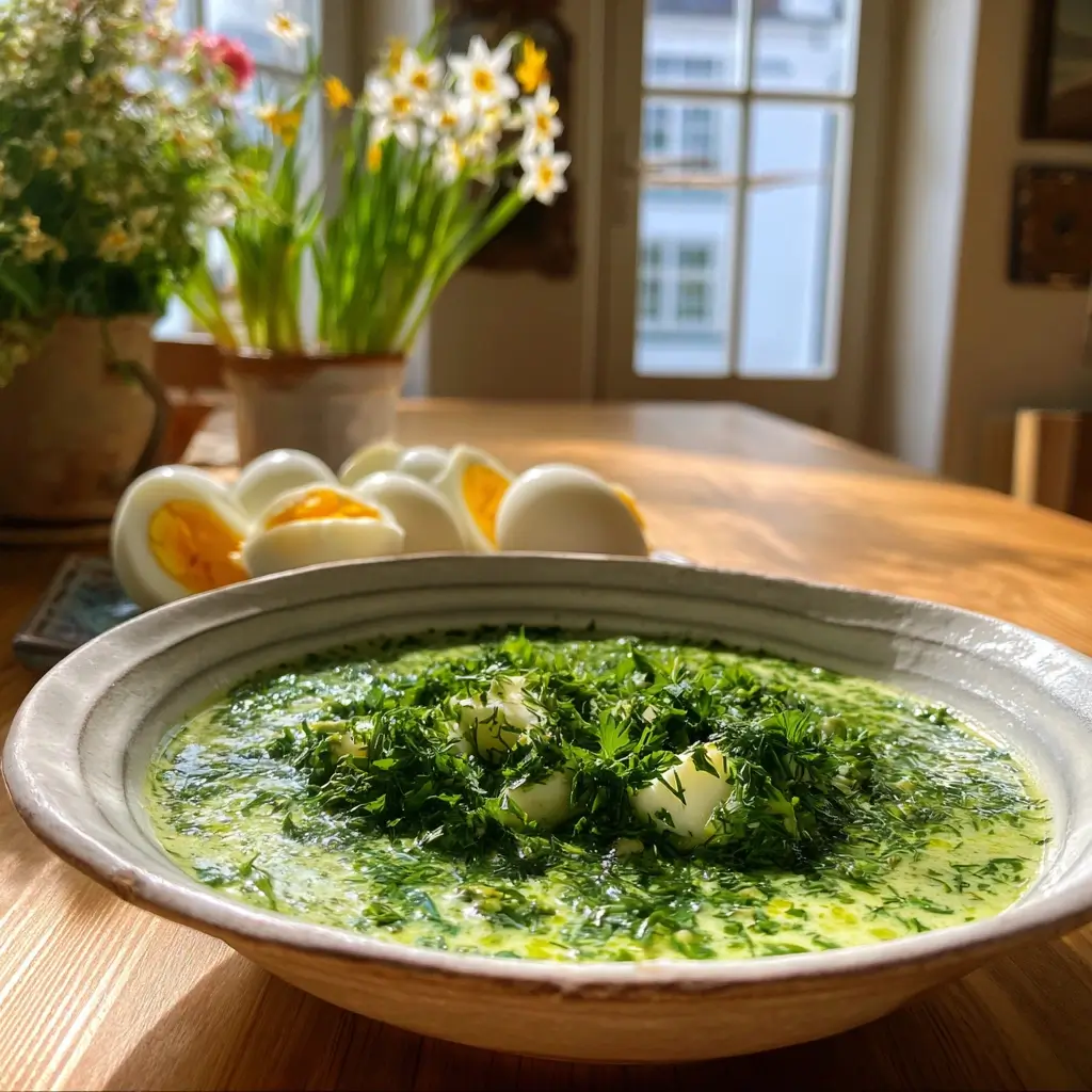 Schmand, Joghurt und Zitronensaft als Basis für das Grüne Soße Rezept.