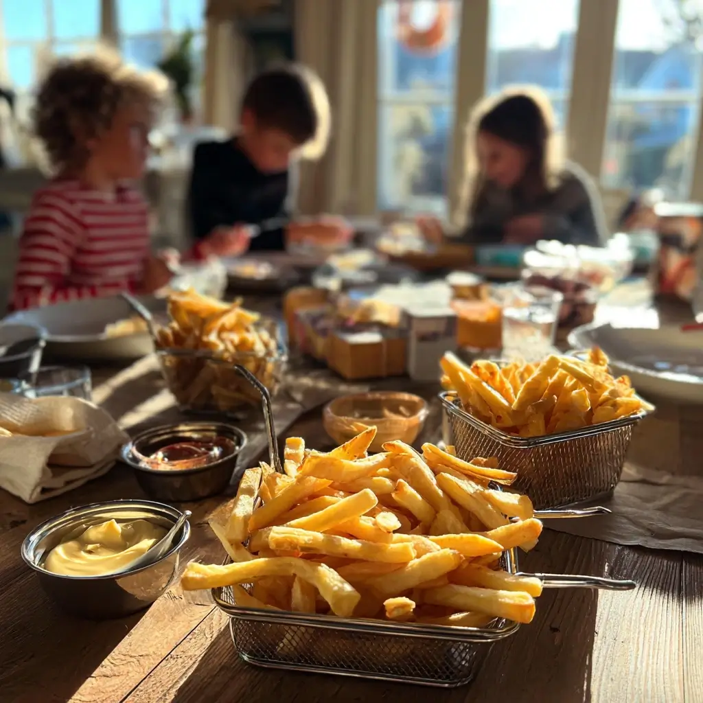 Rezept Airfryer: Familie genießt knusprige Pommes gemeinsam