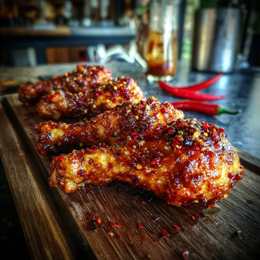 Scharfe Hähnchenschenkel mit Chili und BBQ-Würze aus airfryer rezepte ninja.