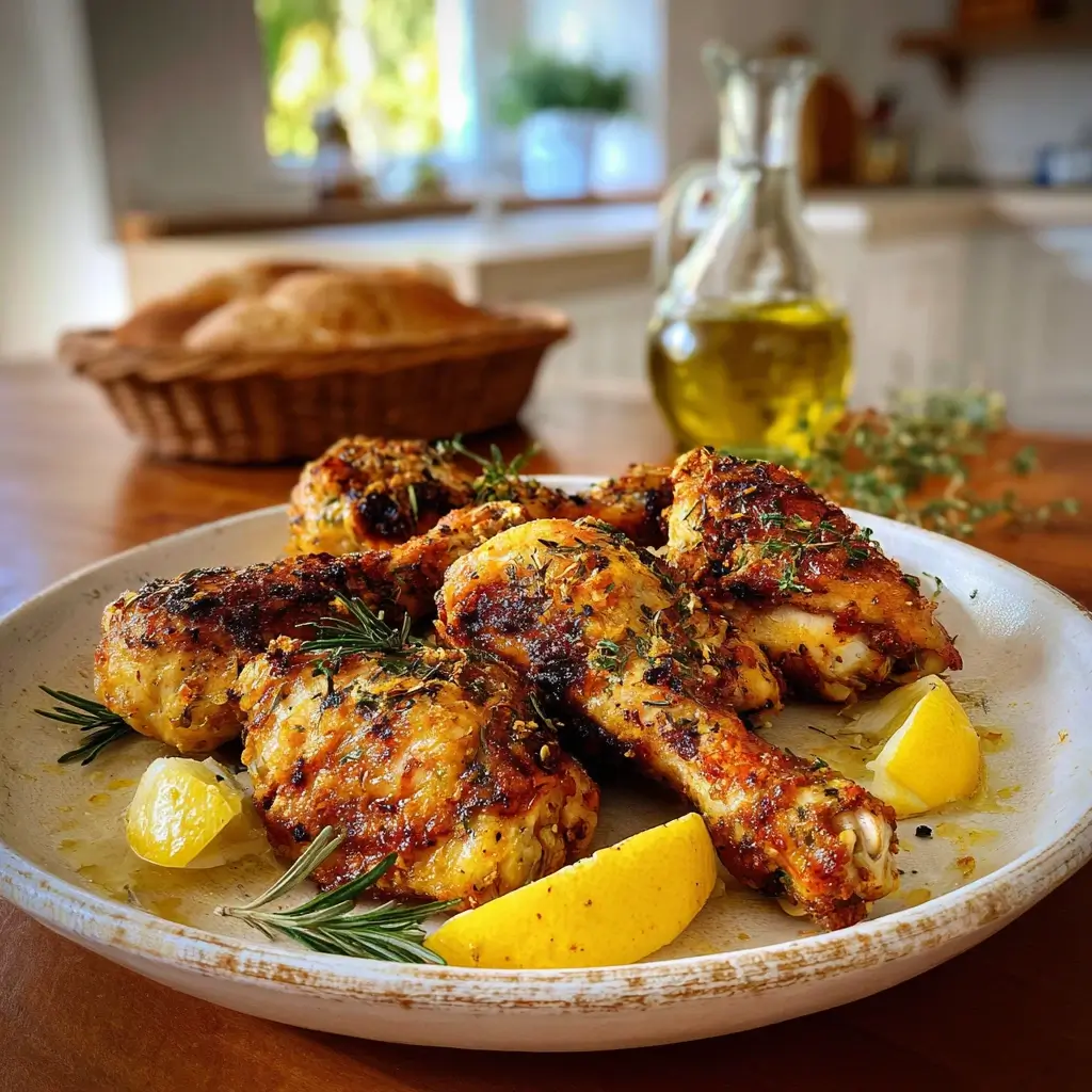 Mediterrane Hähnchenschenkel mit Kräutern und Olivenöl aus airfryer rezepte ninja.