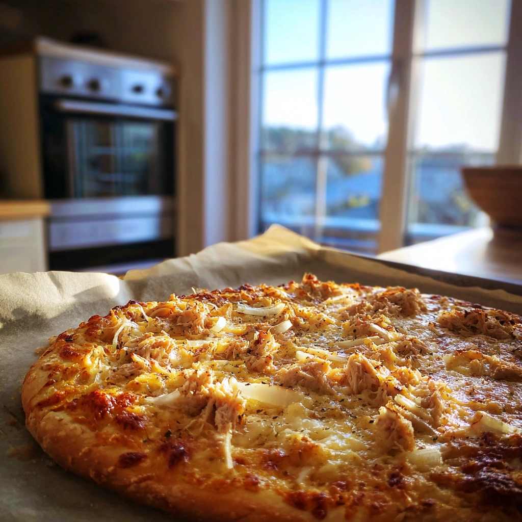 Hände bereiten kalorien pizza mit Tomatensauce und Gemüse auf einem dünnen Teig vor.