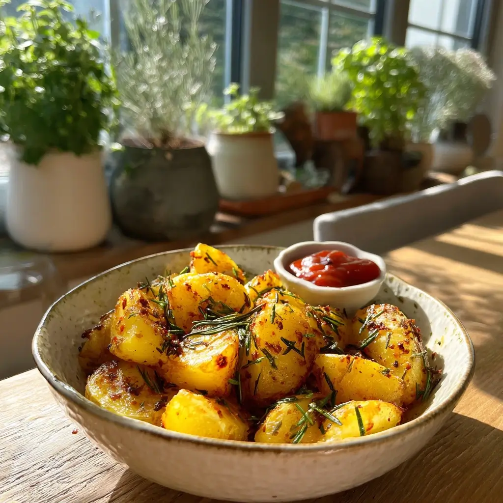 Rezept Airfryer: Knusprige Pommes in einer rustikalen weißen Schale