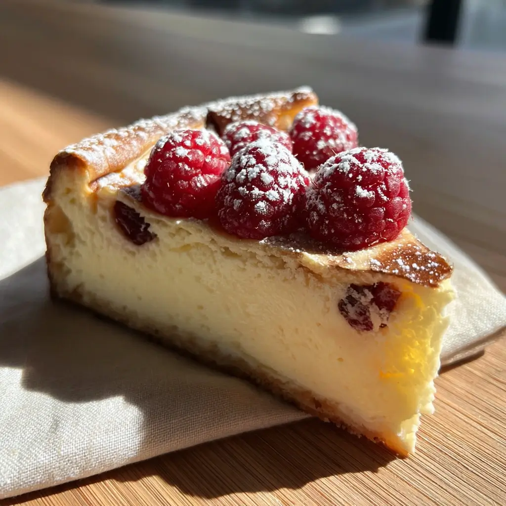 Ganzer San Sebastian Cheesecake mit karamellisierter Kruste auf rustikalem Holztisch.