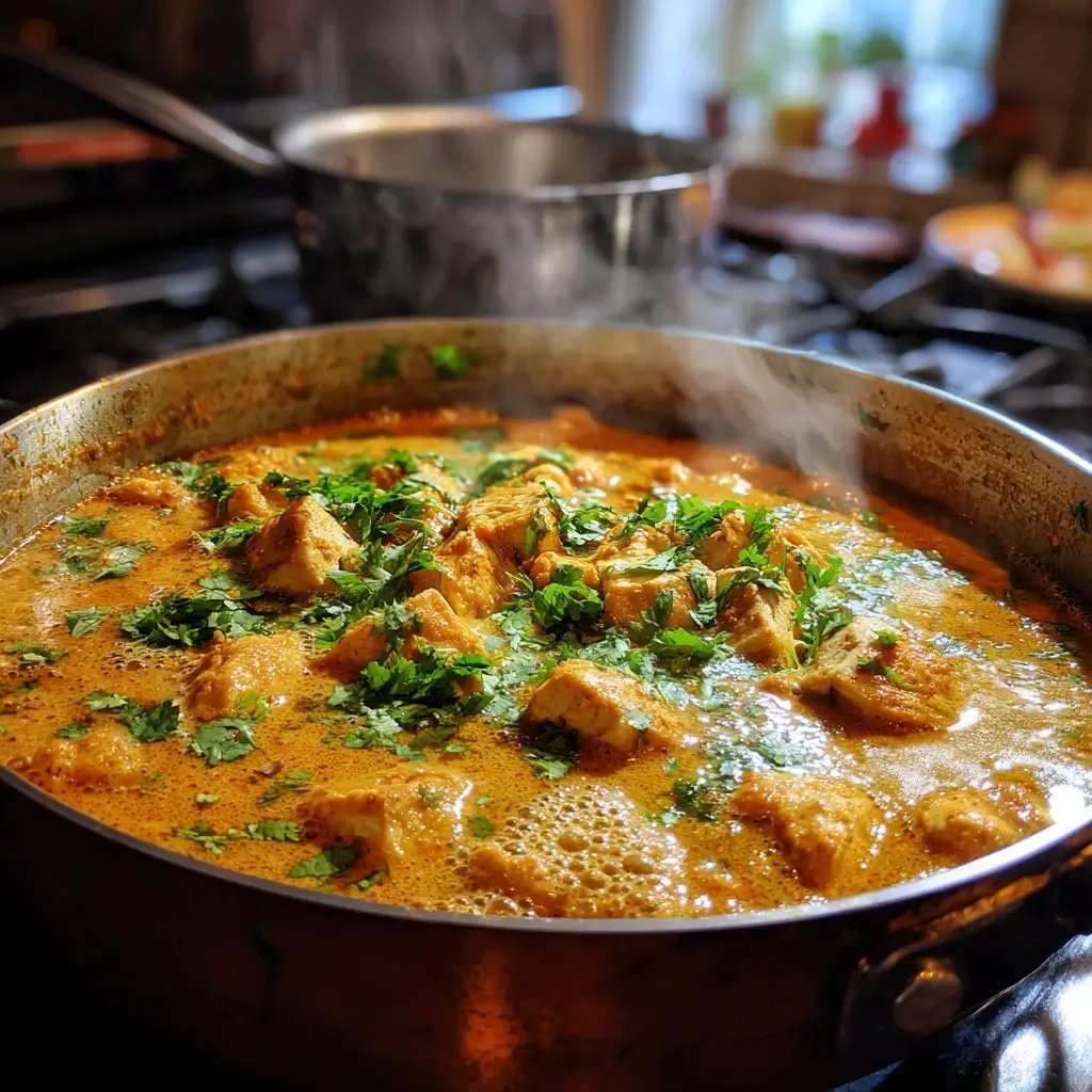 Curry Rezept beim Anbraten von Zwiebeln, Knoblauch und Ingwer mit Currypulver in einer Pfanne.