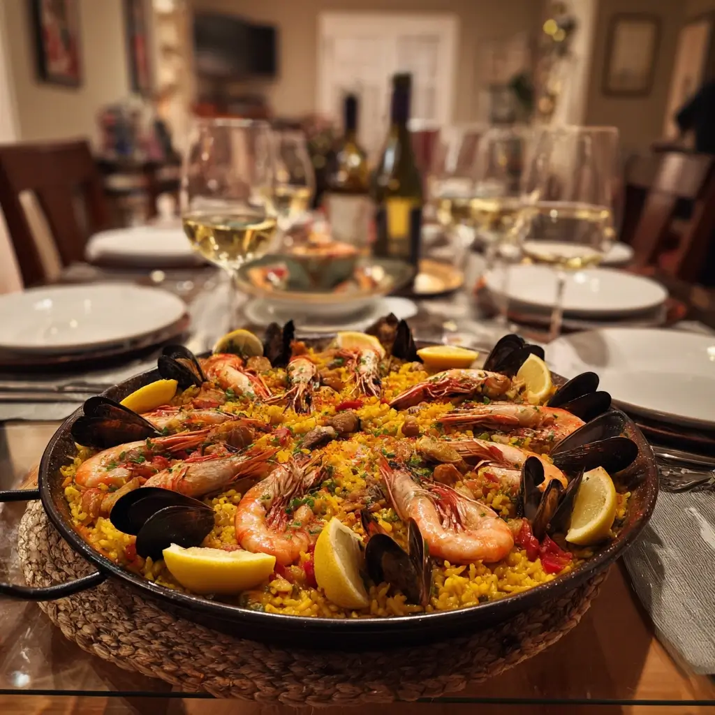 Paella Rezept mit knuspriger Socarrat-Schicht am Boden der Pfanne