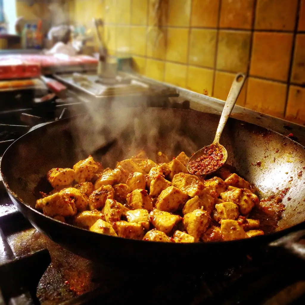 Thai Curry Rezept in der Pfanne mit Kokosmilch, Huhn und Gemüse