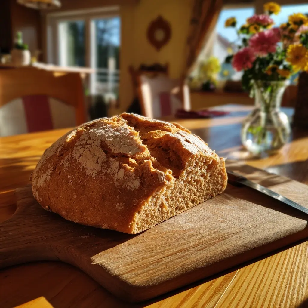 Glutenfreies Brot in Scheiben geschnitten auf einem weißen Teller.