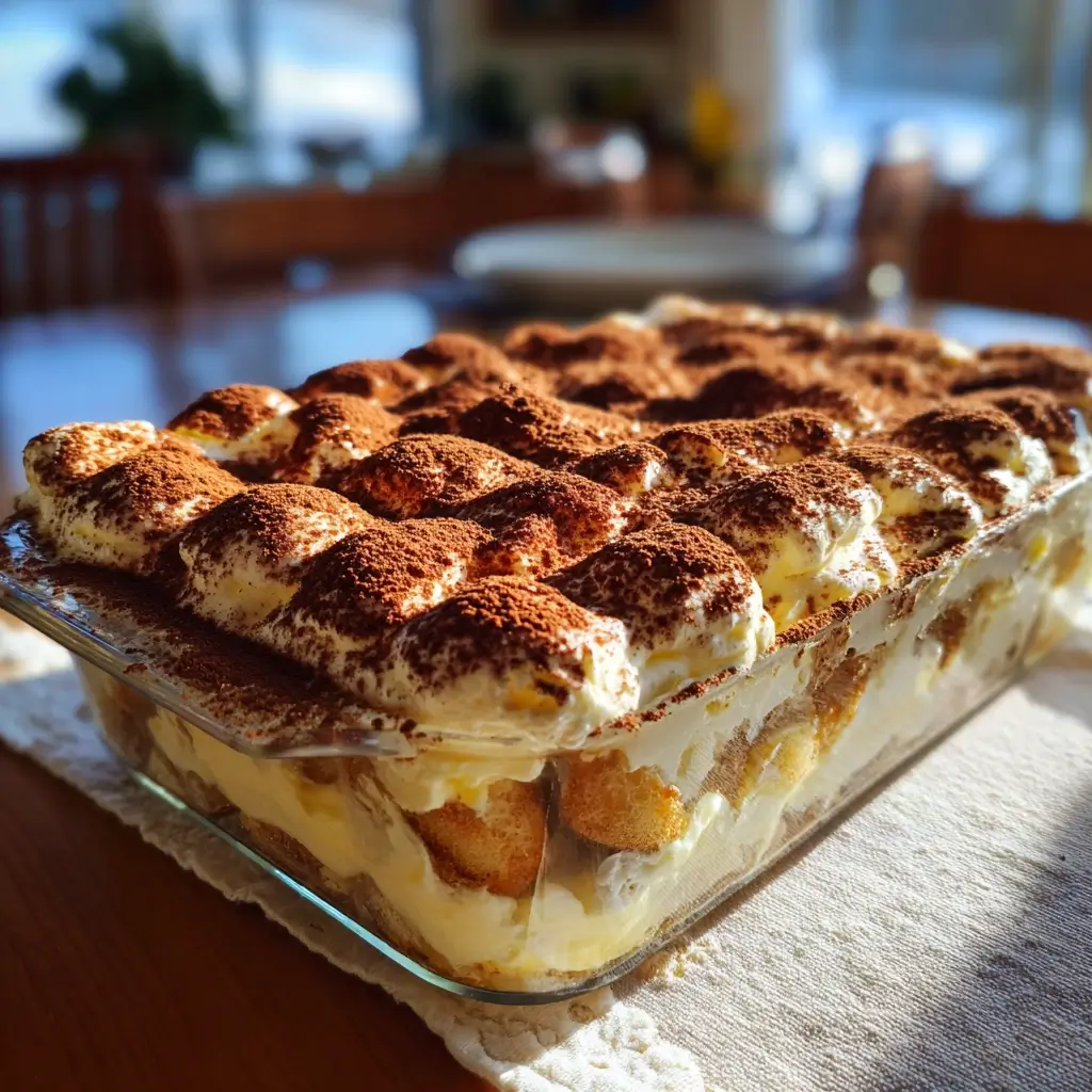 Schichten von Creme und Löffelbiskuits für Tiramisu Rezepte ohne Eier