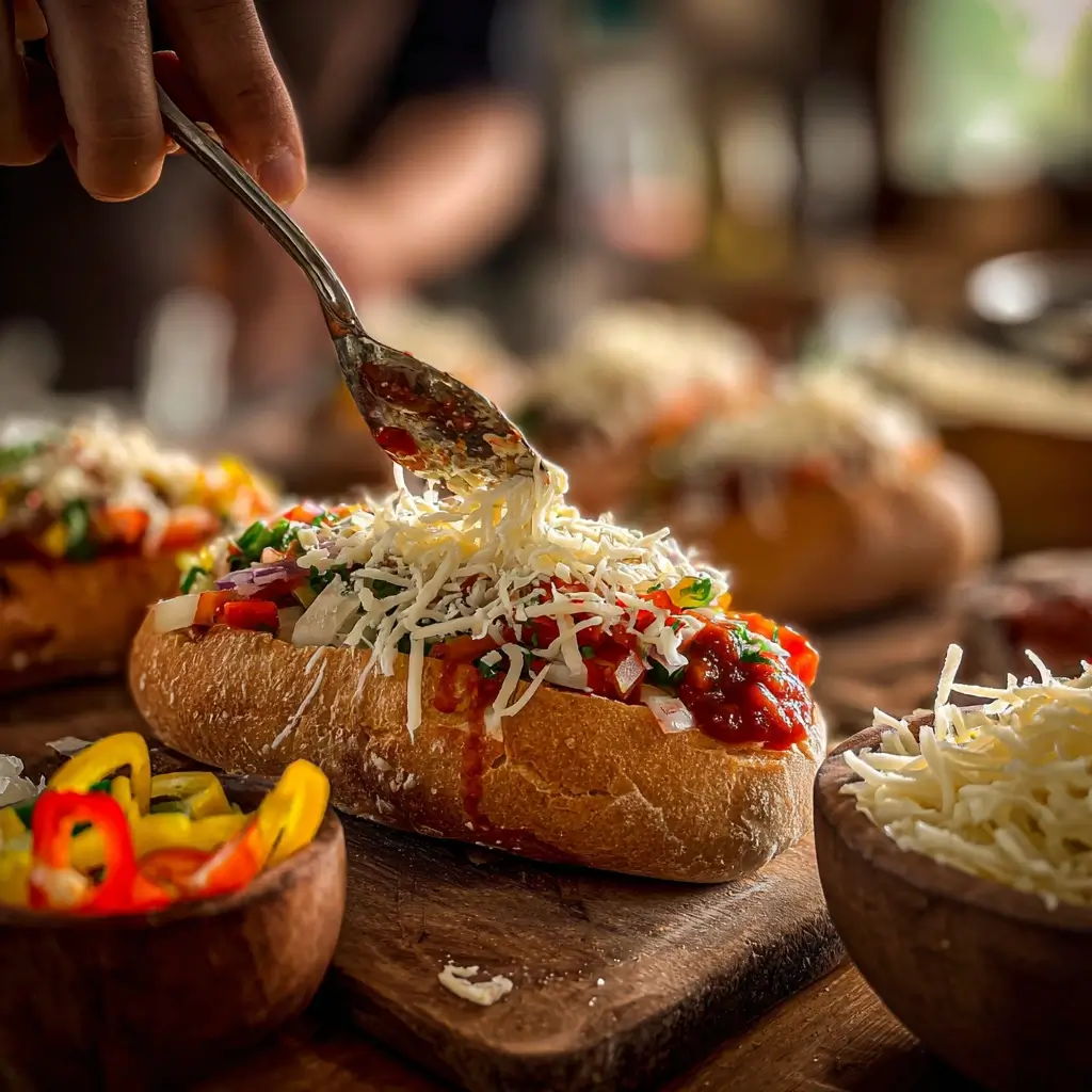 Frische pizza brötchen auf einem weißen Teller in einer sonnigen Familienküche.