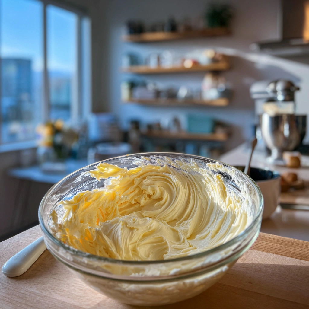 Fertig gemixte, luftige Buttercreme.