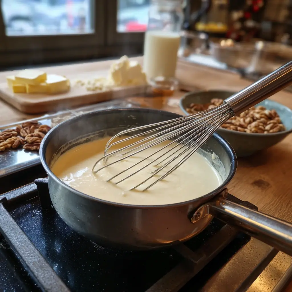 Rezept lasagne Schichten mit Béchamel, Sauce und Käse