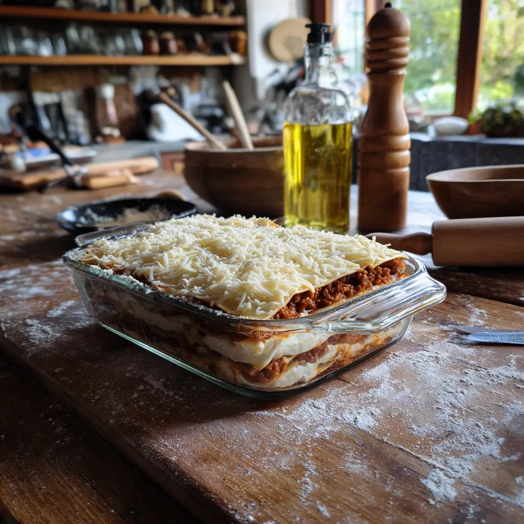 Rezept lasagne goldbraun im Ofen gebacken