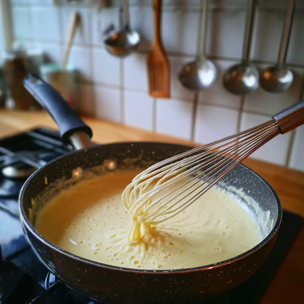 cremige béchamelsauce für lasagne rezepte in einem Topf frisch zubereitet