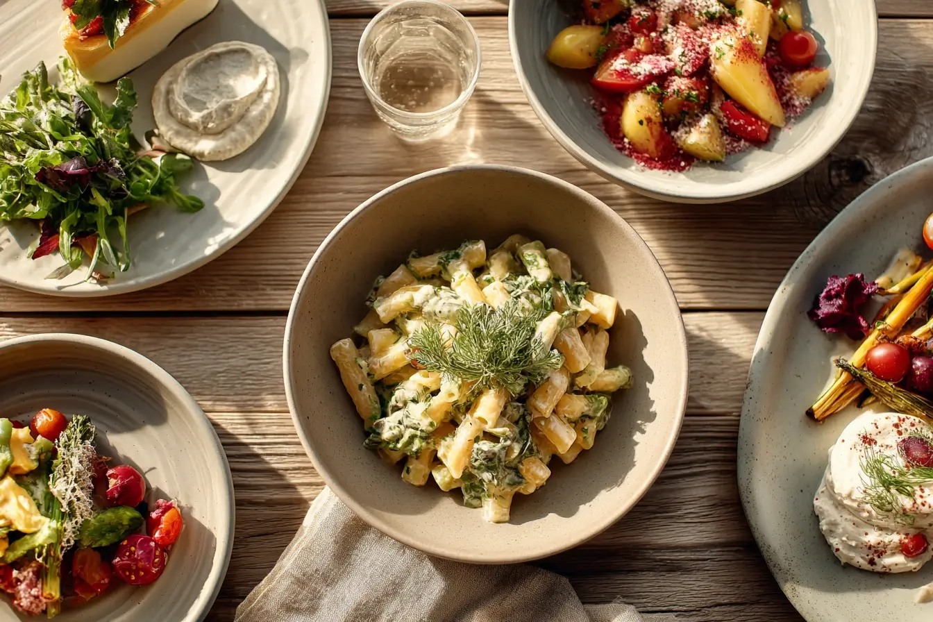 Realistische Darstellung einer freundlichen Küchenumgebung mit frischen Zutaten und Notizbuch als Symbol für die Vorstellung des Teams auf der Seite Über uns.