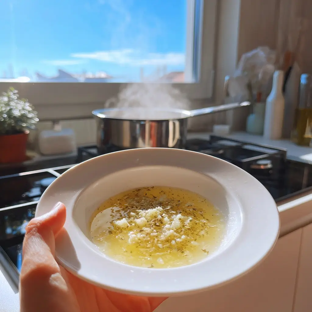 Zwiebeln und Knoblauch werden glasig angebraten – ein wichtiger Schritt im Kürbiscremesuppe Rezept.