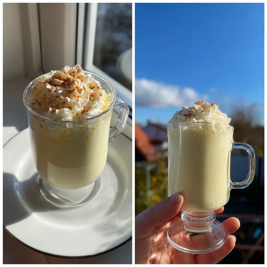 rezept eierpunsch ohne alkohol im glas mit zimt und sahne