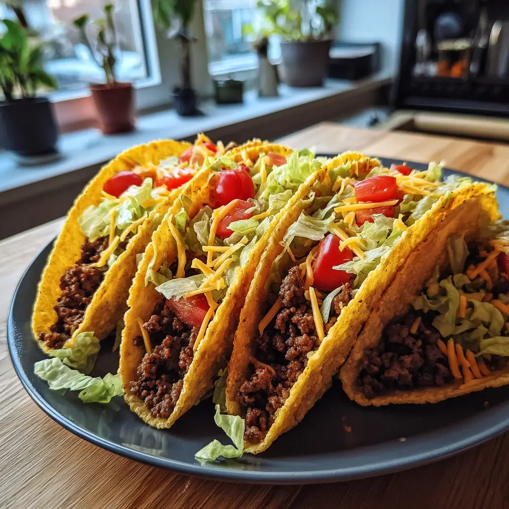 taco rezept mit saftigen hackfleisch tacos auf einem teller