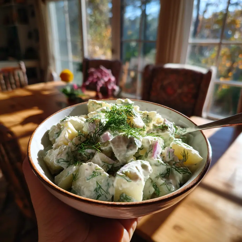 matjessalat rezepte cremiger salat mit matjes apfel und sahne in schüssel