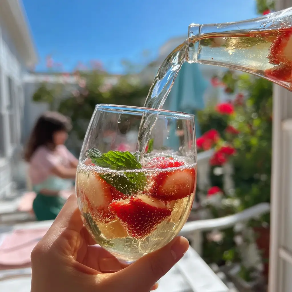 bowle rezept erdbeerbowle ins glas einschenken sekt sommergetränk