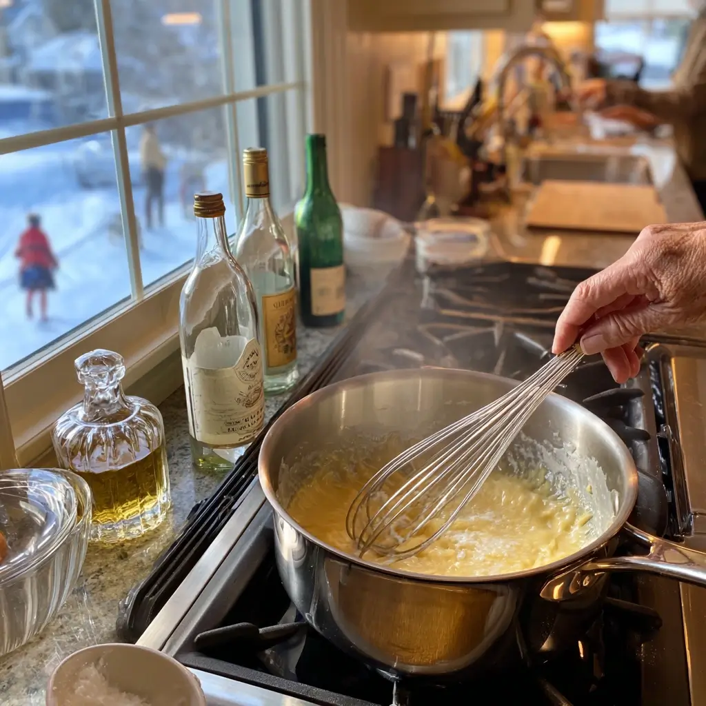 eierpunsch rezept zubereitung eigelb mit wein verrühren im topf