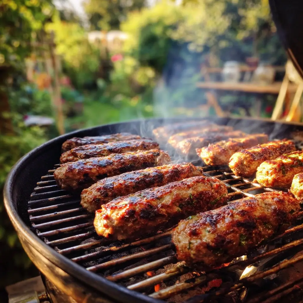 rezept cevapcici auf grill mit rauch und grillstreifen