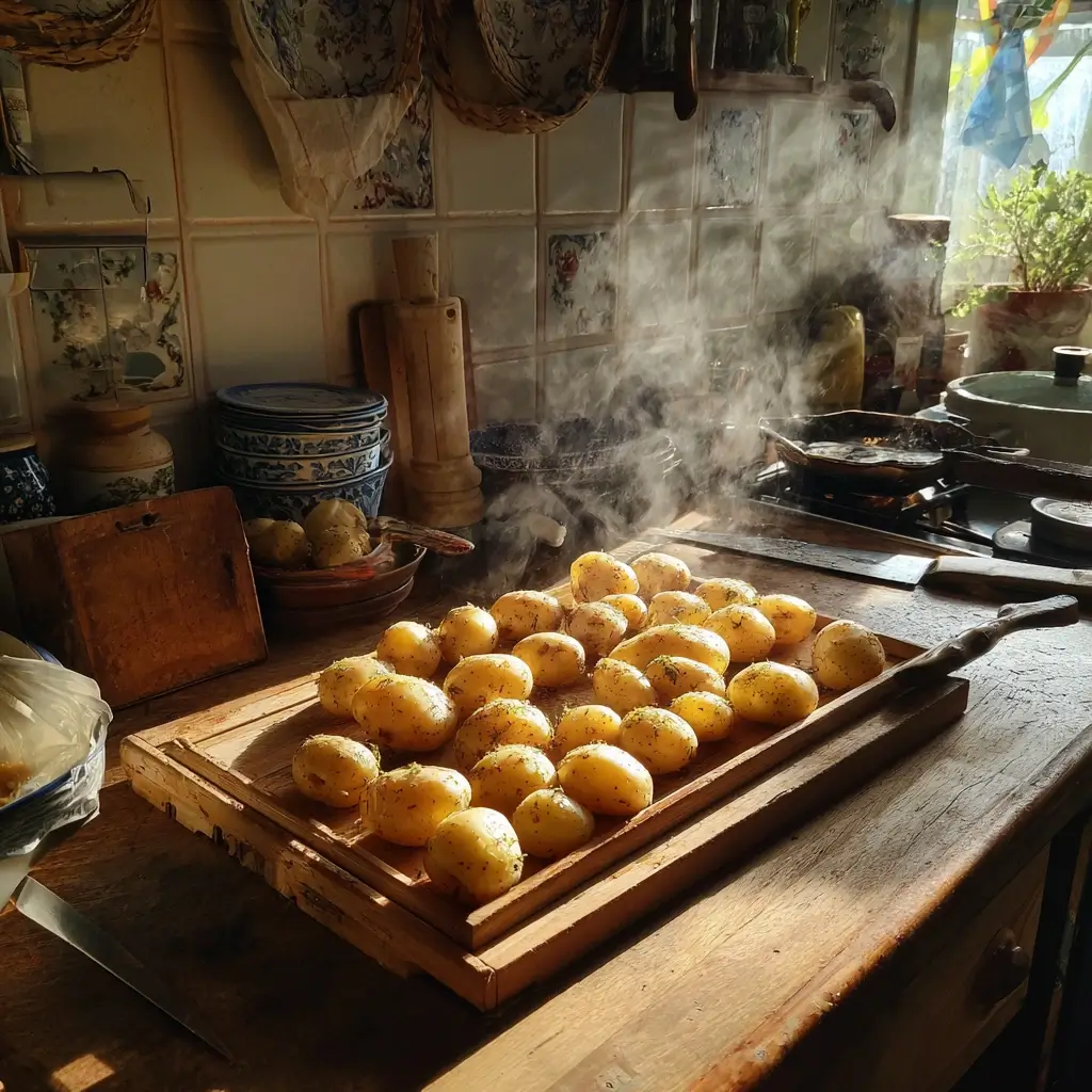 salat rezepte kartoffeln frisch gekocht und abgekühlt in der küche