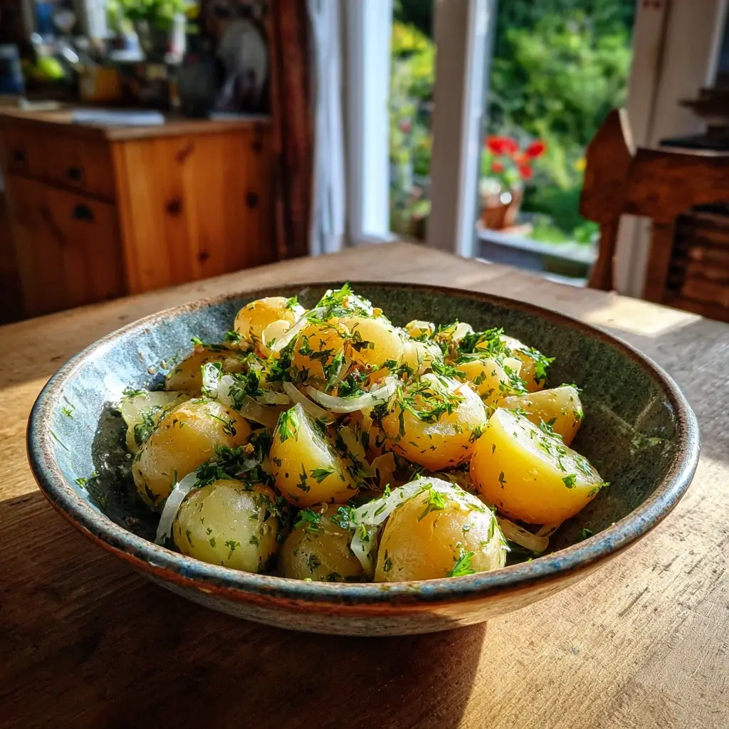salat rezepte kartoffelsalat vorsichtig mischen in einer schüssel