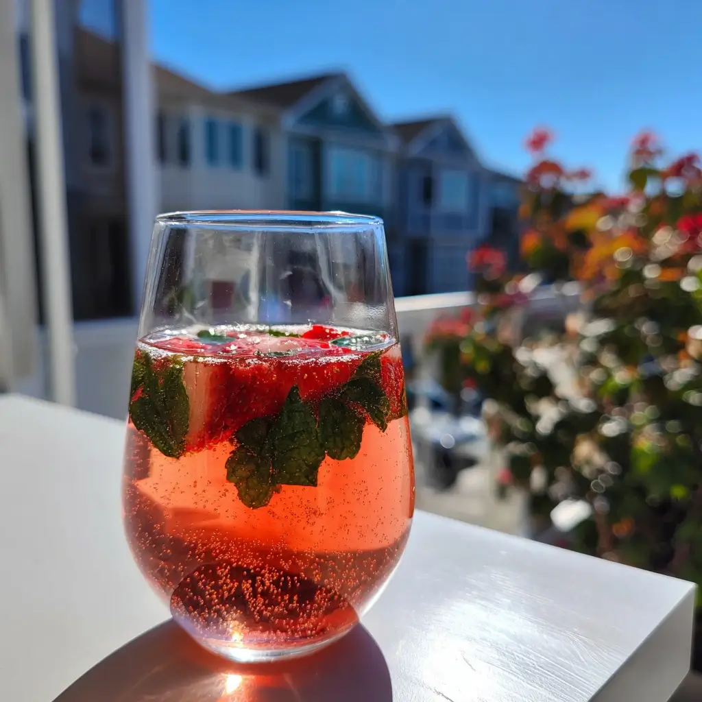 bowle rezept erdbeerbowle glas mit minze fruchtiges sommergetränk